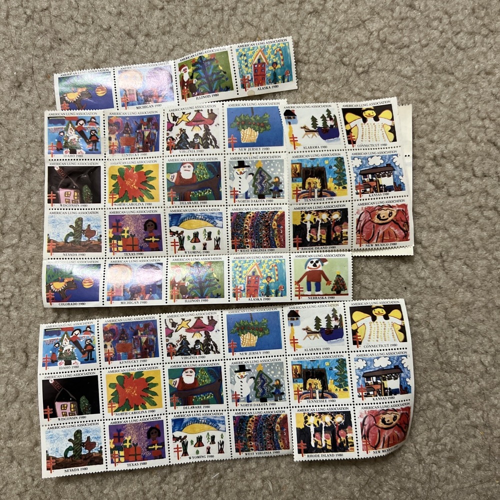 US Vintage 1980 American Lung Association Stamps Total 63‎